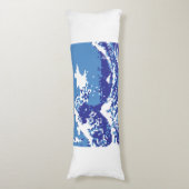 ピクセル津波青8ビットピクセルアート ボディピロー (正面縦)