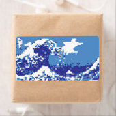 ピクセル津波青8ビットピクセルアート ラベル (インサイチュ)