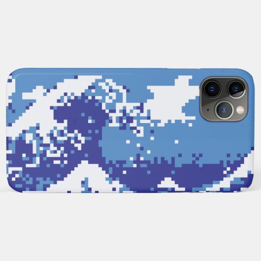 ピクセル津波青8ビットピクセルアート Case-Mate iPhoneケース (裏面(横))