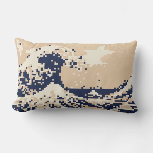 ピクセル津波8ビットピクセル芸術 ランバークッション (正面)