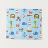 ピクセル海の芸術パターン タペストリー (正面(横))