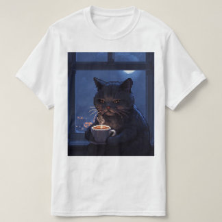 ピクセル猫の深夜コーヒー – ほっとする2AMのくつろぎ Tシャツ