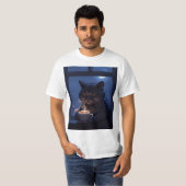 ピクセル猫の深夜コーヒー – ほっとする2AMのくつろぎ Tシャツ (正面フル)