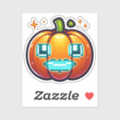 ピクセル白熱［赤熱］光を放つパンプキンビニルレトロハロウィーン シール (シート)