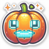 ピクセル白熱［赤熱］光を放つパンプキンビニルレトロハロウィーン シール (正面)