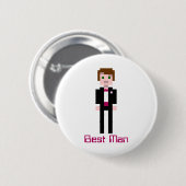 ピクセル花婿の付添人-あずき色-カスタム 缶バッジ (正面&裏面)