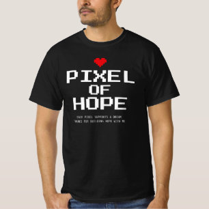 ピクセル赤いハートの希望 Tシャツ