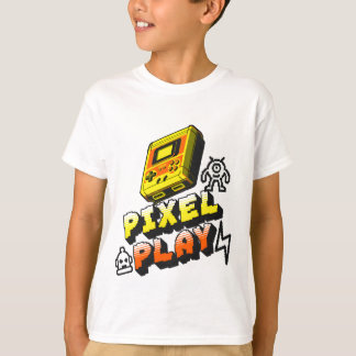"ピクセル遊:おもしろいレトロゲームのグラフィック Tシャツ
