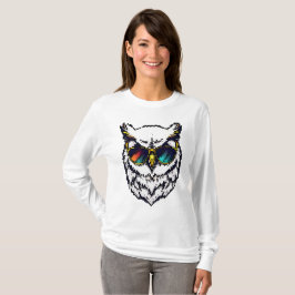 ピクセル雪フクロウ Tシャツ
