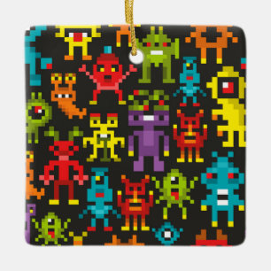 ピクセル8ビットモンスター セラミックオーナメント