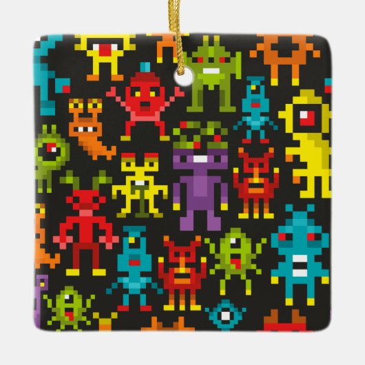 ピクセル8ビットモンスター セラミックオーナメント (正面)