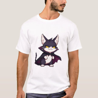 ピクセル ドラキュラ キャット - 満足げなキュートヴァンパイア 8ビット 猫 Tシャツ