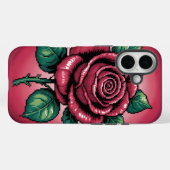 ピクセル ローズ - レトロ フラワー アート Case-Mate iPhoneケース (裏面 (横))