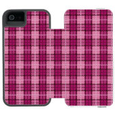ピクセルPlaid_Magenta-Black Incipio iPhoneウォレットケース (フォリオ Open)