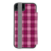 ピクセルPlaid_Magenta-Black Incipio iPhoneウォレットケース (フォリオ裏面)