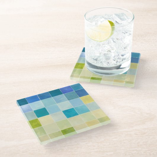 ピクセ数々のル正方形の風景 ガラスコースター (アングル)