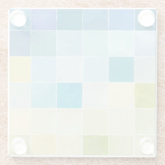 ピクセ数々のル正方形の風景 ガラスコースター (裏面)