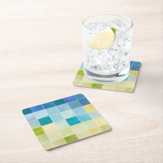 ピクセ数々のル正方形の風景 スクエアペーパーコースター (インサイチュ)