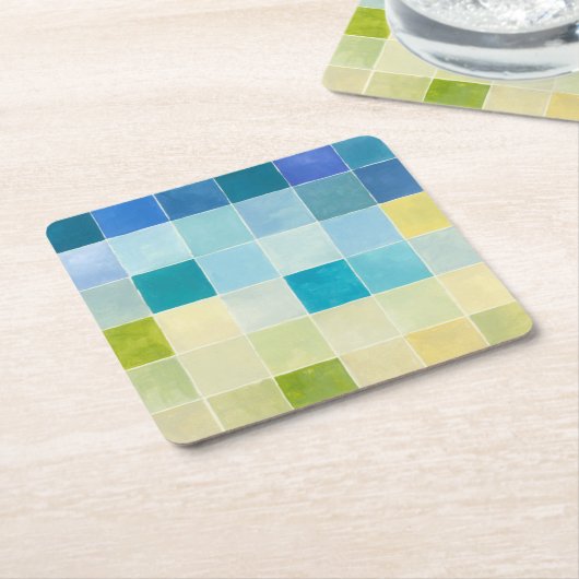 ピクセ数々のル正方形の風景 スクエアペーパーコースター (アングル)