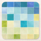 ピクセ数々のル正方形の風景 スクエアペーパーコースター (正面)