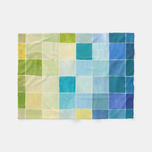 ピクセ数々のル正方形の風景 フリースブランケット (正面(横))