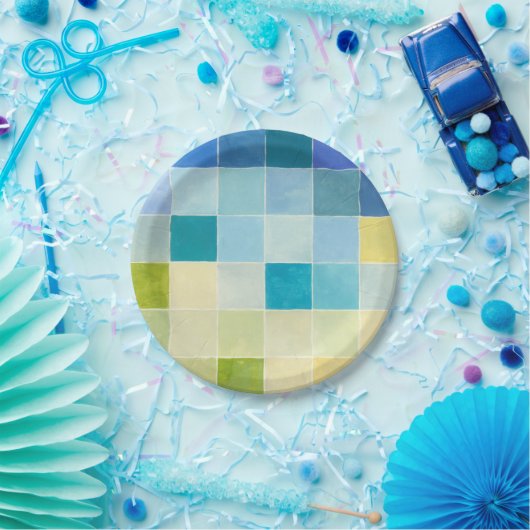 ピクセ数々のル正方形の風景 ペーパープレート (パーティー)