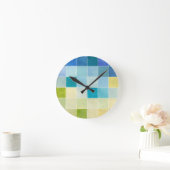 ピクセ数々のル正方形の風景 ラウンド壁時計 (ホーム)