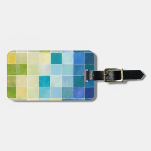 ピクセ数々のル正方形の風景 ラゲッジタグ (正面横)