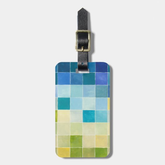 ピクセ数々のル正方形の風景 ラゲッジタグ (正面縦)