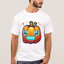 ピクセ白熱［赤熱］光を放つルパンプキンハロウィーンレトロゲーマー Tシャツ