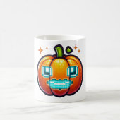 ピクセ白熱［赤熱］光を放つルパンプキンマグ – レトロゲーマーハロウィーン コーヒーマグカップ (中央)