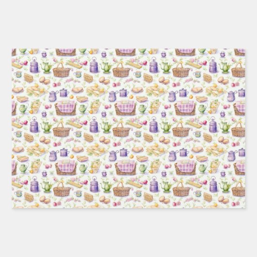 ピクチかわいらしンバスケットとフード ラッピングペーパーシート (正面3)