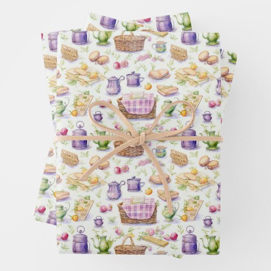 ピクチかわいらしンバスケットとフード ラッピングペーパーシート (インサイチュ)