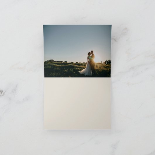 ピクチャー付きのラスティックボタニカル秋の花の水平ウェディング サンキューカード (内部)