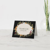ピクチャー付きのラスティックボタニカル秋の花の水平ウェディング サンキューカード (正面)