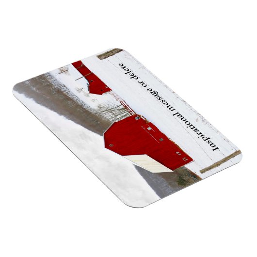 ピクチュレカラフルスクウィンタースノーウィーレッドバーンファーム マグネット (右側)