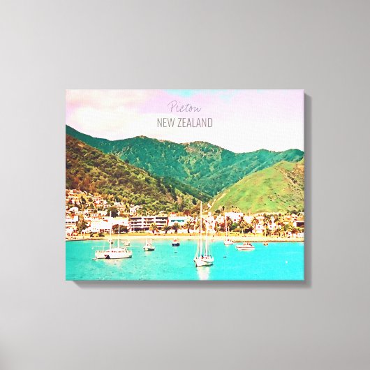 ピクトンハーバーニュージーランド旅行 キャンバスプリント (正面)