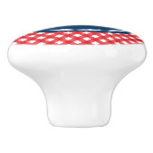 ピクニクスタイリッシュレッドジンガムとブルーモノグラム セラミックノブ (側面)