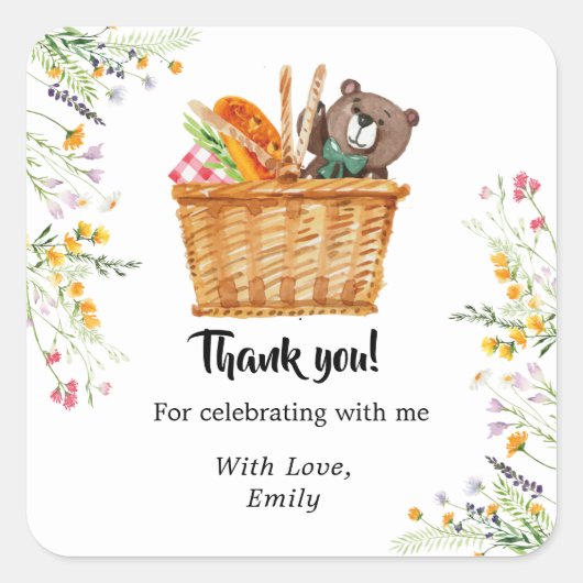 ピクニックありがとう、好意 スクエアシール (正面)