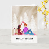 ピクニックでの最初のデートのカップル カード (黄色い花)