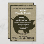 ピクニックとバーベキューブラウンホッグ 招待状 (正面/裏面)