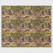 ピクニックに行って可愛いラクーン一家 ラッピングペーパー (フラット)