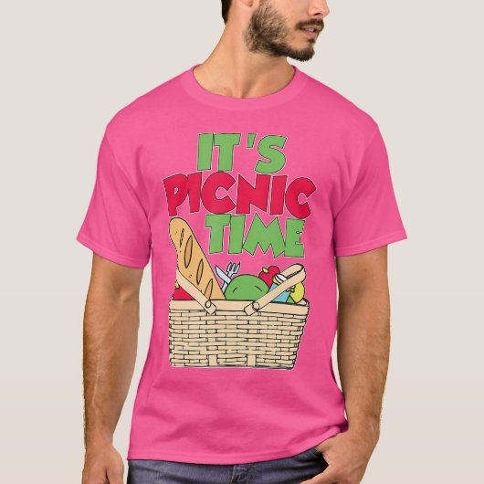 ピクニックの季節 ファミリー旅行 夏休み キャンプ Tシャツ (正面)