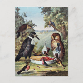 ピクニックの鳥たち、絵画、複製、 ポストカード