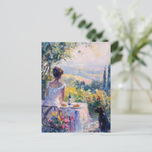 ピクニックをする印象派の女性 ポストカード (スタンド正面)