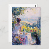 ピクニックをする印象派の女性 ポストカード (正面/裏面)