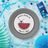 ピクニックアンスイカブラックギンガム ペーパープレート (パーティー)