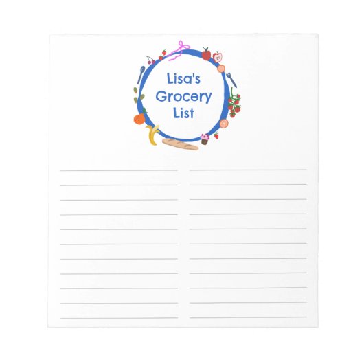 ピクニックイラストレーションカスタム食料品ショッピングリスト ノートパッド (正面)