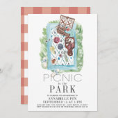 ピクニックインザパークウォーターカラー誕生日 招待状 (正面/裏面)