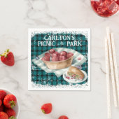 ピクニックインザパークグリーンプレイドボーイズ誕生日 スタンダードカクテルナプキン (インサイチュ)